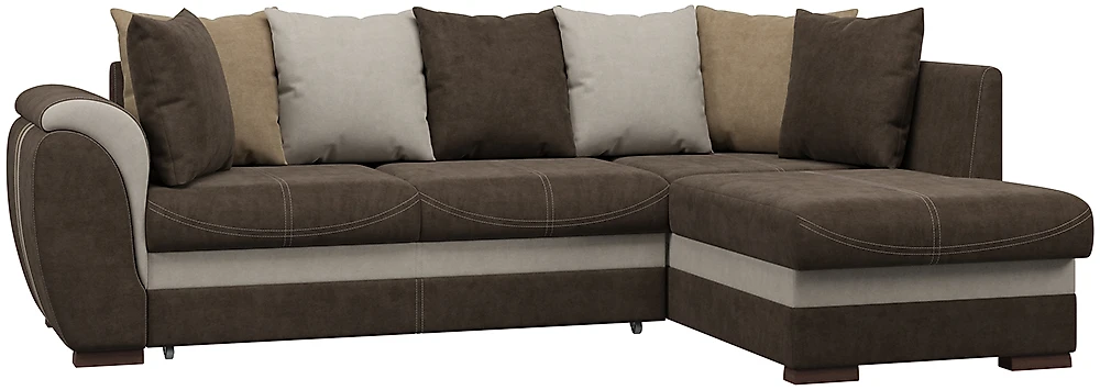 Угловой диван с подушками Стефани Комбо Шоколад