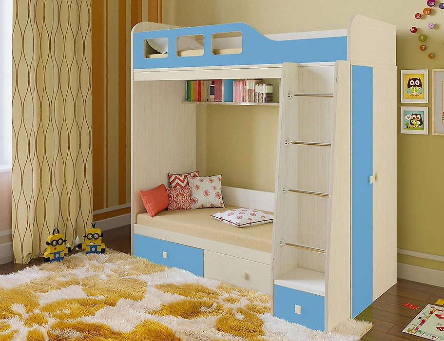 кровать домик для детей Астра-3 Голубой