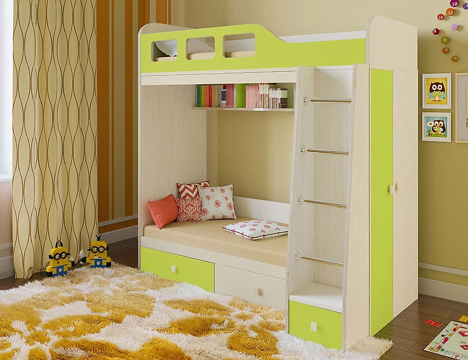 Детская кровать со шкафом Астра-3 Салатовый