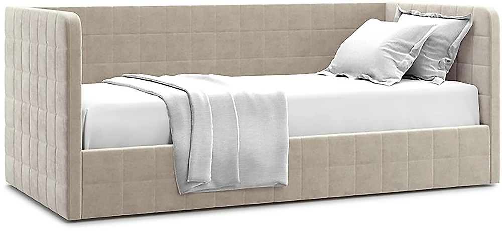 Кровать с мягкой спинкой Брэнта Беж 120х200 с матрасом