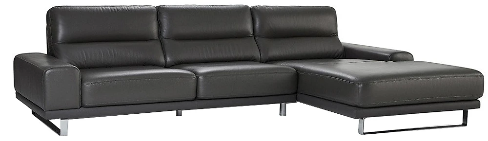 Угловой диван для офиса кожаный Рипозо Блэк