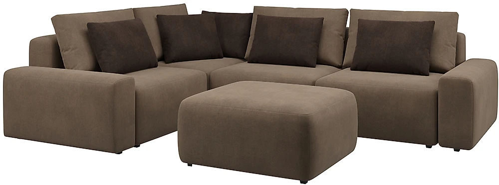 Угловой диван с подушками Гунер-1 Плюш Хазел нераскладной