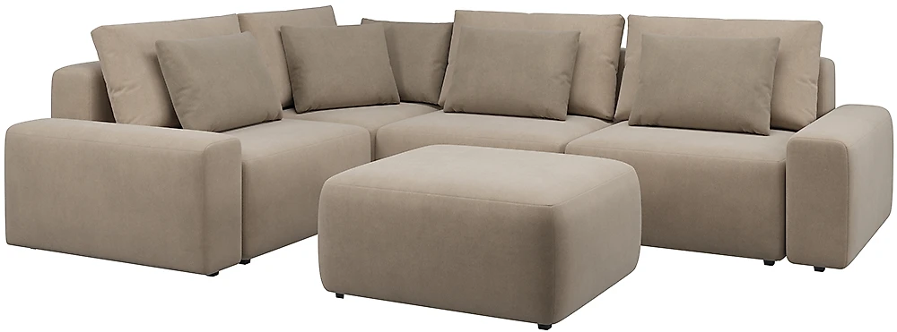 Угловой диван с подушками Гунер-1 Плюш Мокко
