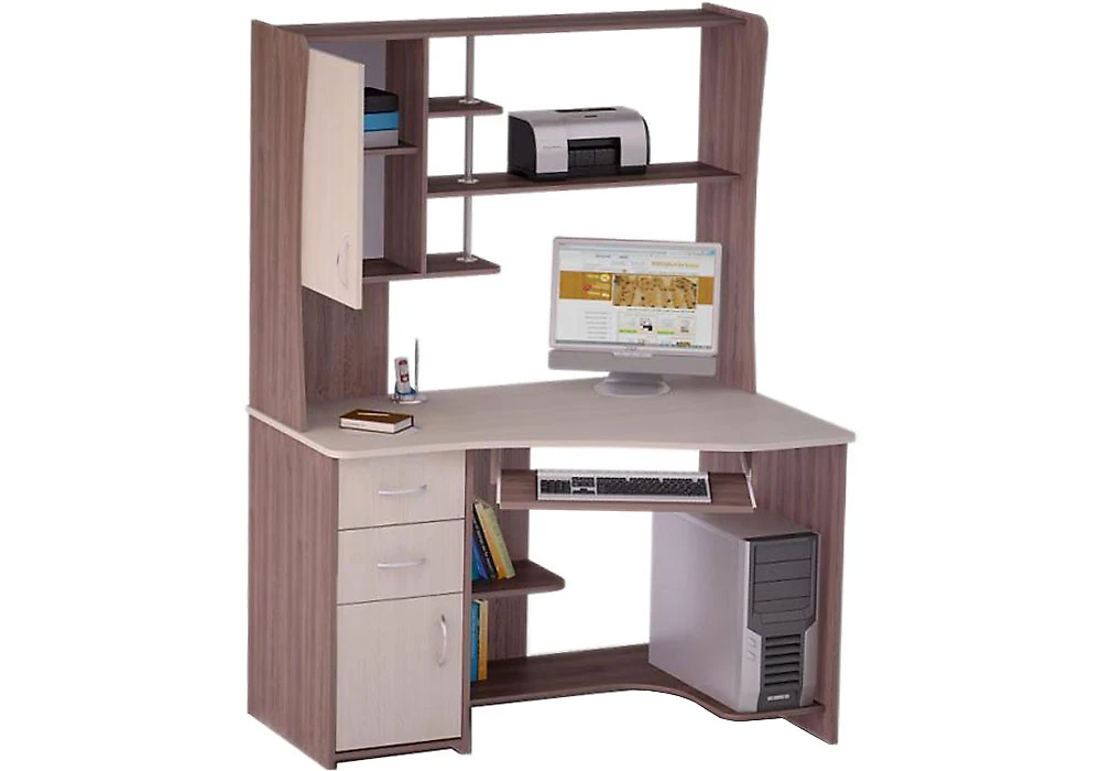 Компьютерный стол с надстройкой и шкафчиками Роберт-31