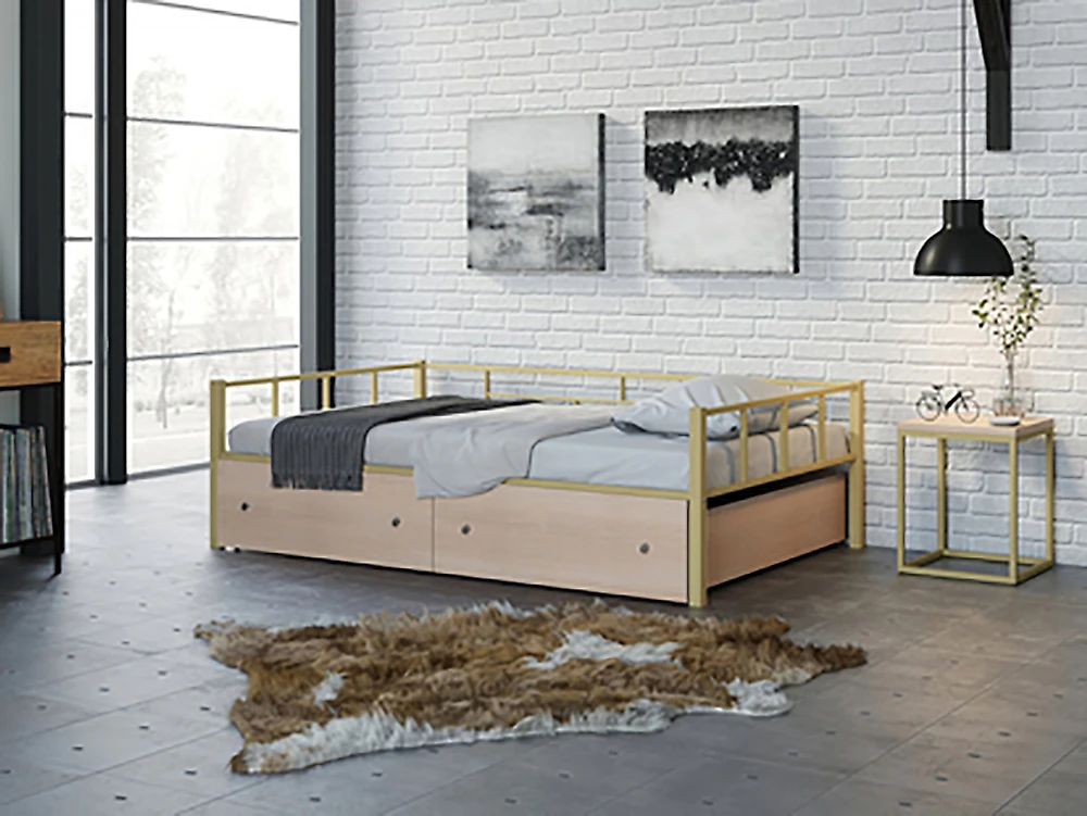 кровать в стиле минимализм Арга-120 с ящиками