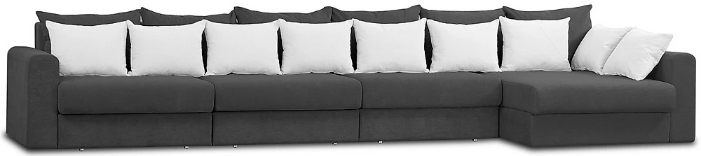 Угловой диван с ящиком для белья Модена-6 Плюш Графит