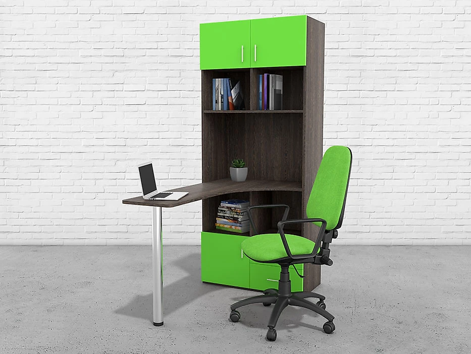 Письменный стол  GK ST 100 Дуб Венге-Зеленый со стеллажом