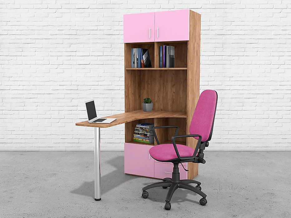 Письменный стол  GK ST 100 Табак-Розовый со стеллажом