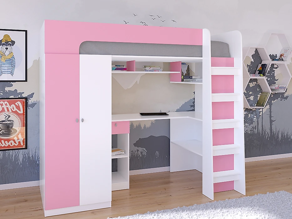 кровать в стиле минимализм Астра-10 (Принцесса) Розовый