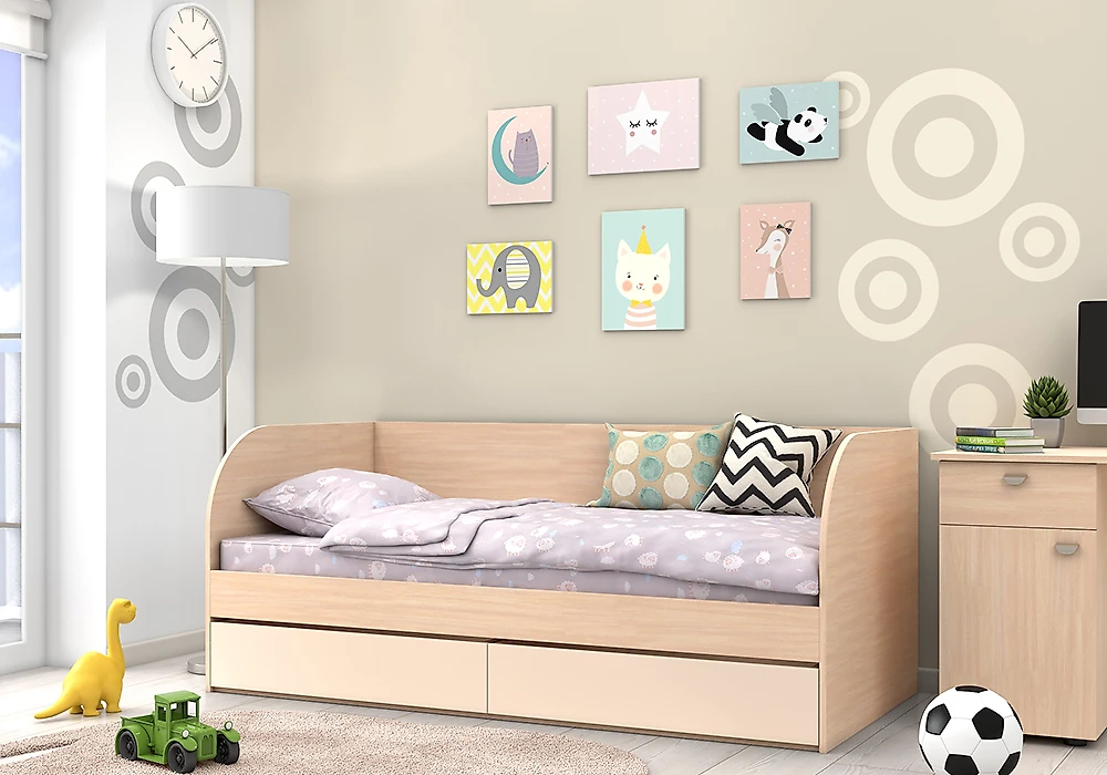 кровать в стиле минимализм Golden Kids-7 (Дельфин) Дуб Молочный