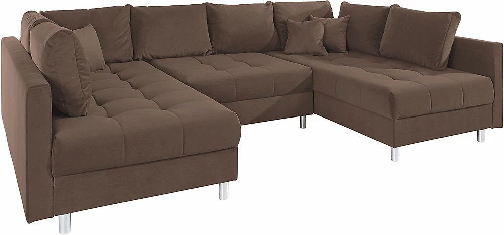 Угловой диван с подушками Француз Плюш Кварц