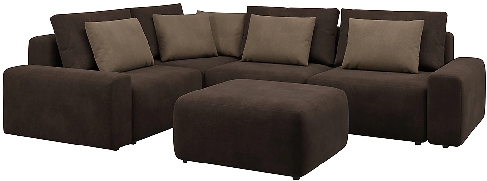 Угловой диван с подушками Гунер-1 Плюш Нуар нераскладной