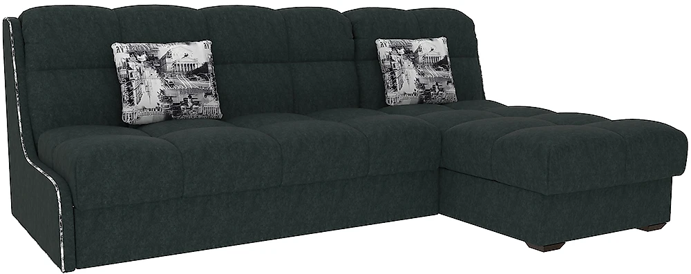Угловой диван без подлокотников Тахко-БП Плюш Графит
