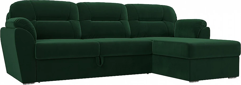 Угловой диван с ящиком для белья Бостон Плюш Грин