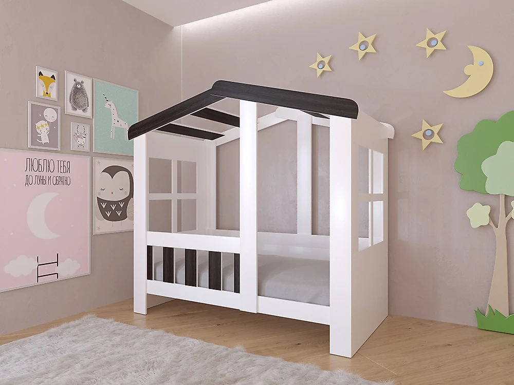 Детская кровать для девочек Астра Домик Венге