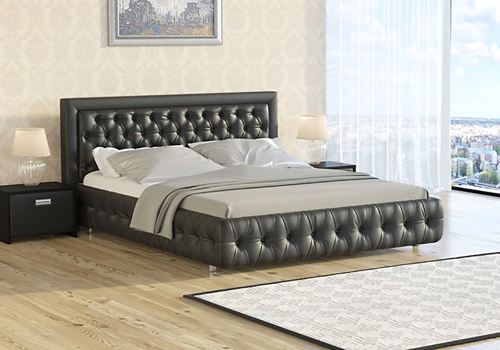 Большая двуспальная кровать Веда-6 Блэк