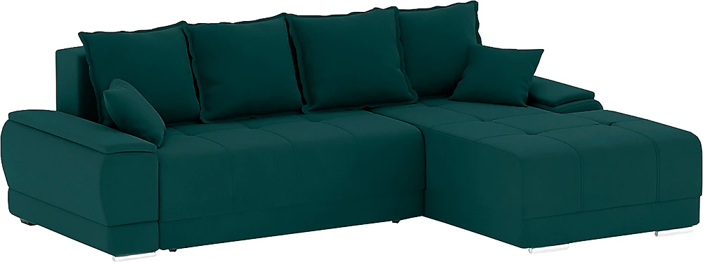 Угловой диван для ежедневного сна Nordviks Мини (Модерн) Плюш Изумруд