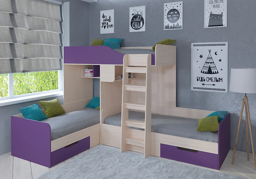 Кровать без матраса Трио Фиолетовый