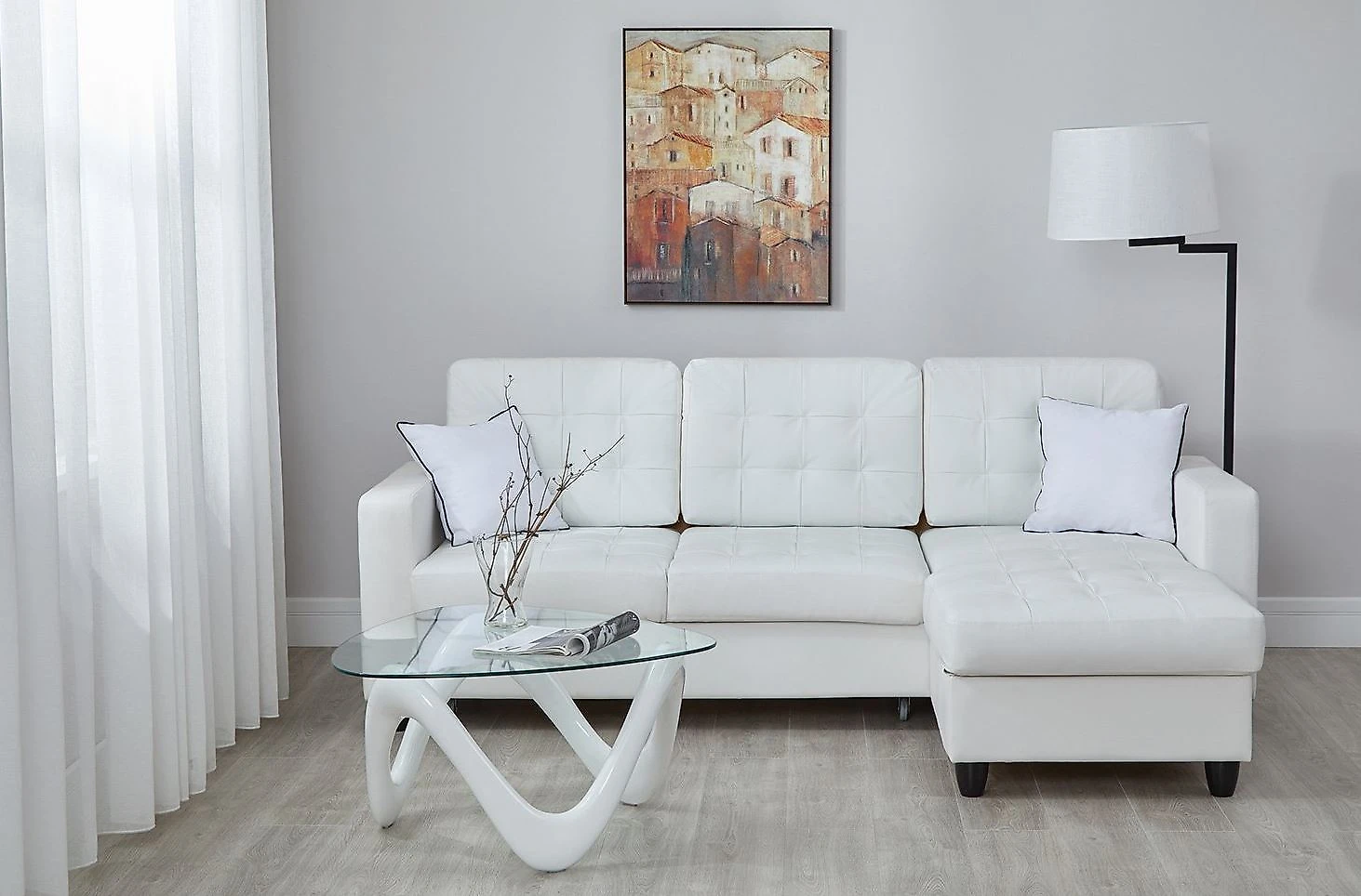 Белый кожаный диван кожаный Камелот Дизайн 2