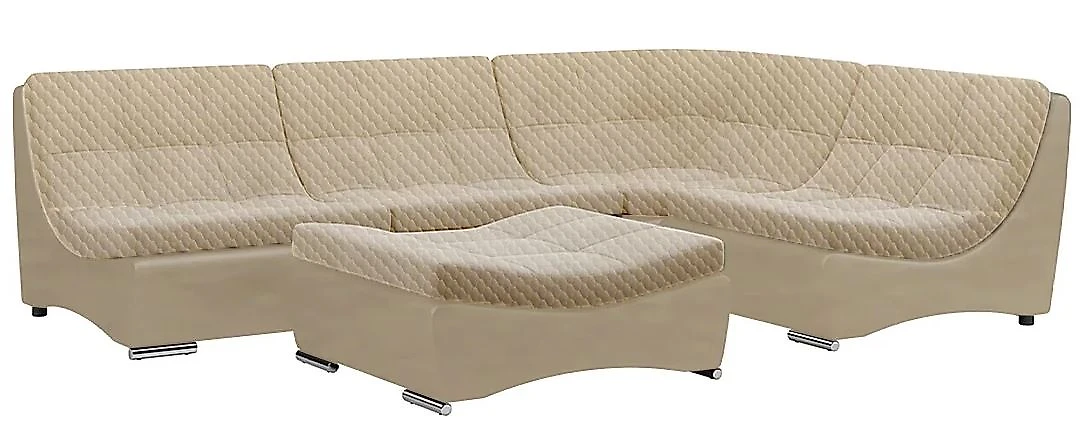 Угловой диван из велюра Монреаль-6 Даймонд беж