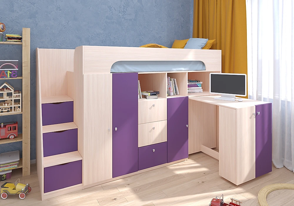 Детская кровать для девочек Астра-11 Фиолетовый