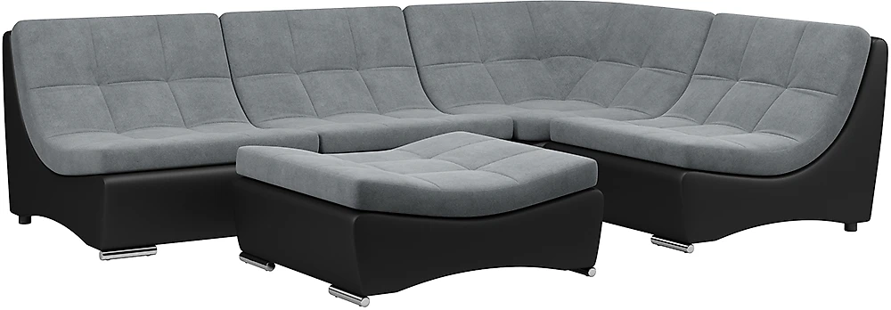 Угловой диван без подушек Монреаль-6 Плюш Графит