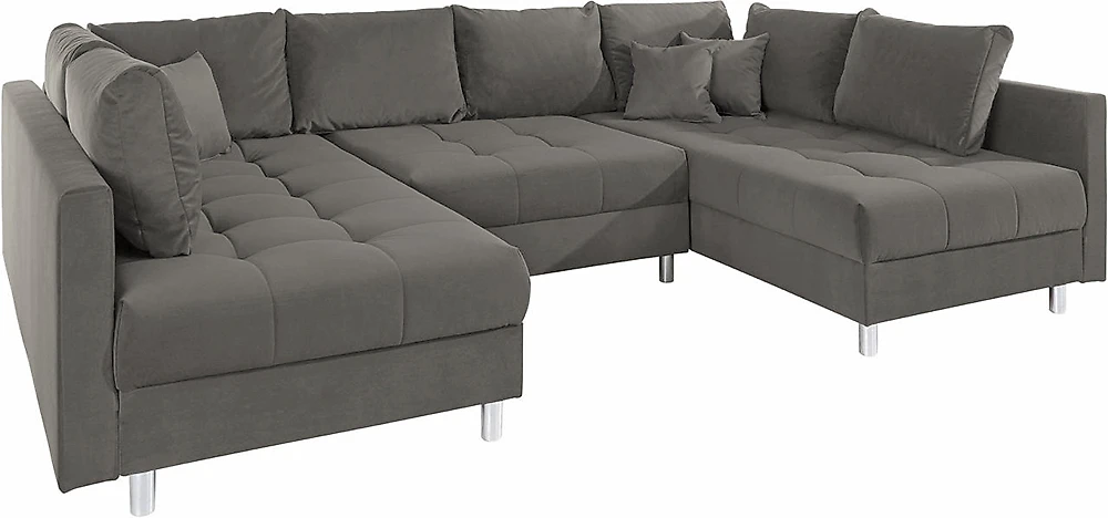 Угловой диван с подушками Француз Плюш Грей