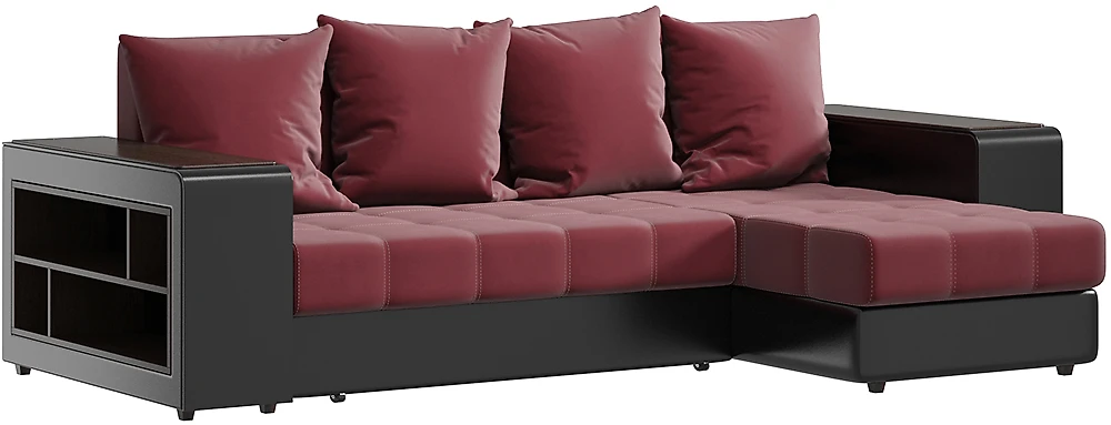 Угловой диван с ортопедическим матрасом Дубай Плюш Бордо