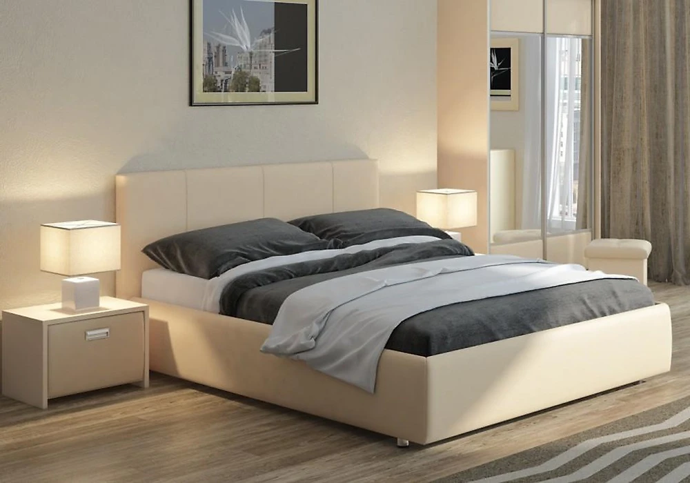 Двуспальная кровать 140х200 см Веда-3 (Афина) Милк