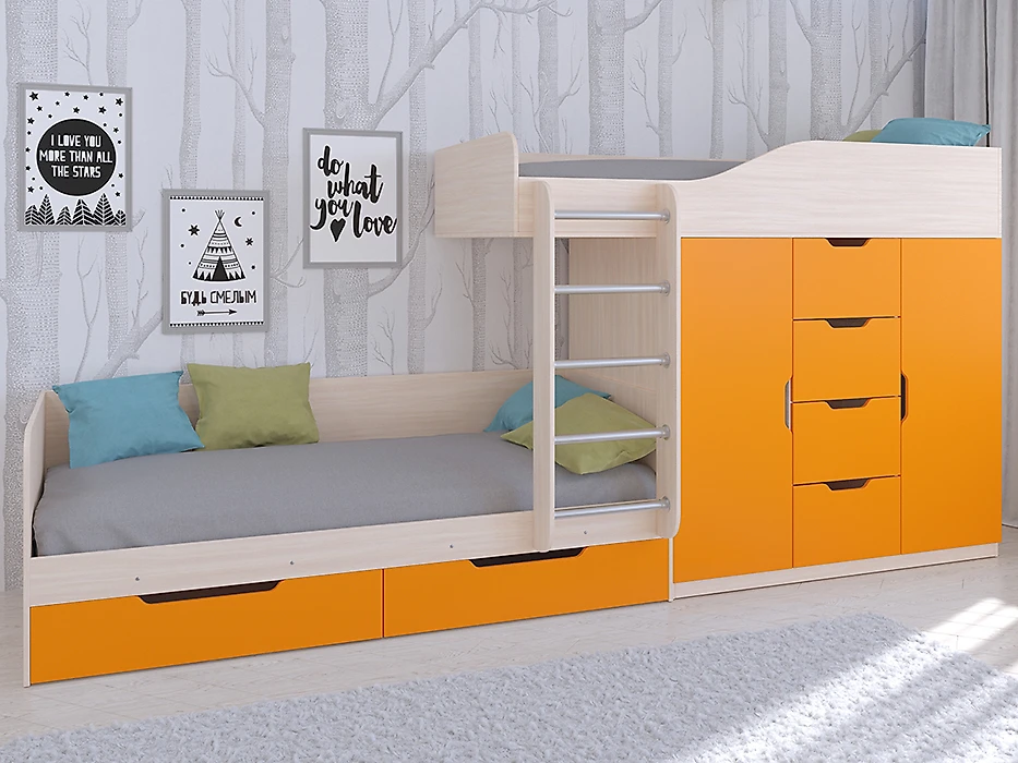 Детская кровать на колесиках Астра-6 Оранжевый