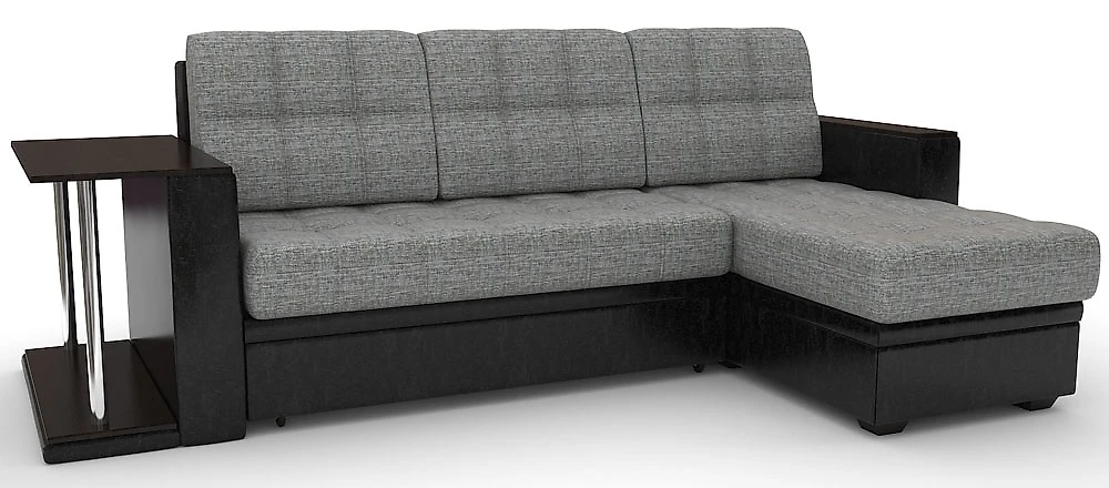 Угловой диван со спальным местом Атланта-эконом Грей Блэк со столиком