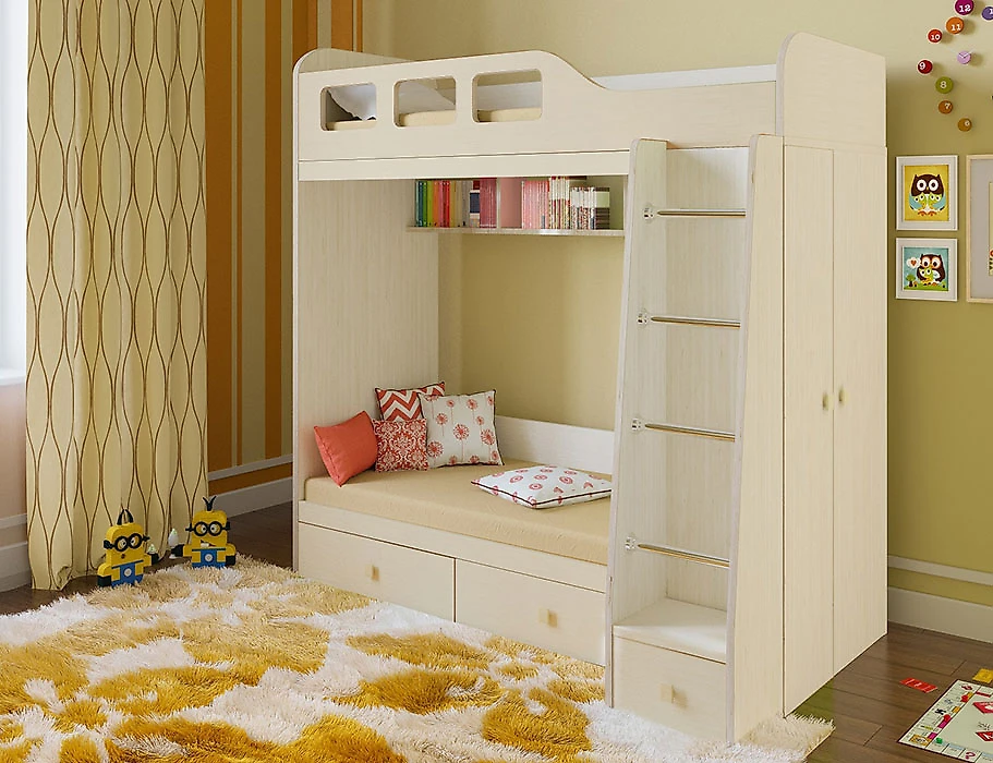 Детская кровать со шкафом Астра-3 Дуб Молочный