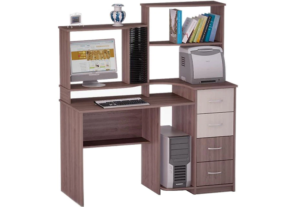 Компьютерный стол с надстройкой и шкафчиками Роберт-35