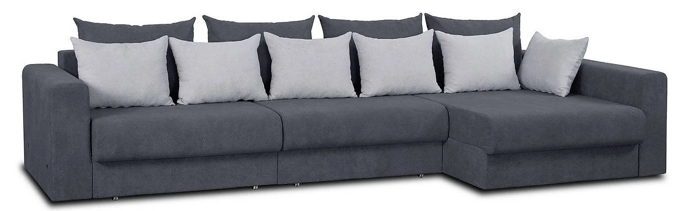 Угловой диван с подушками Модена-5 Плюш Графит