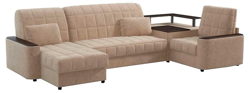 Угловой диван из велюра Даллас П-образный Беж