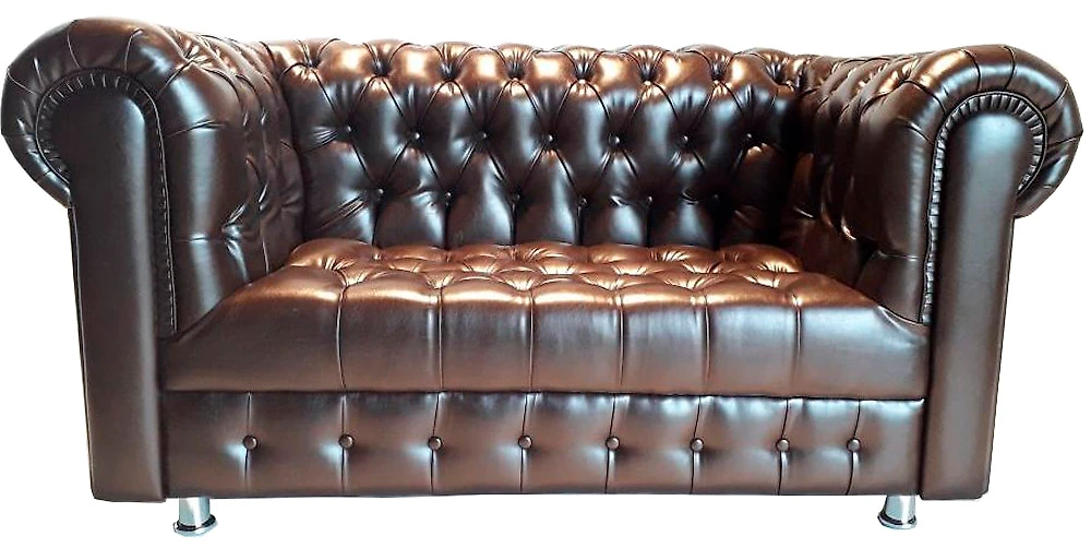 Прямой кожаный диван Честер-2 Браун