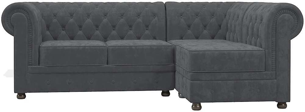 Угловой диван в классическом стиле Честерфилд Грей