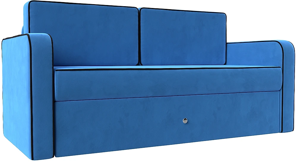 Выкатной диван 120 см Смарт Велюр Голубой-Черный