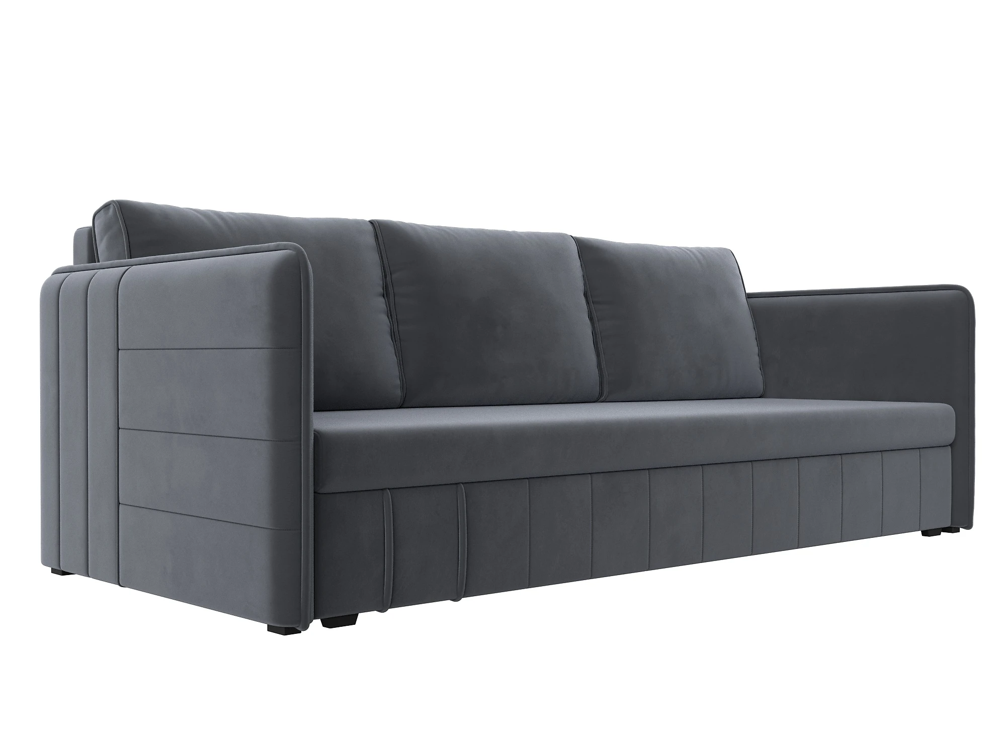 Прямой диван серого цвета Слим Плюш Дизайн 5