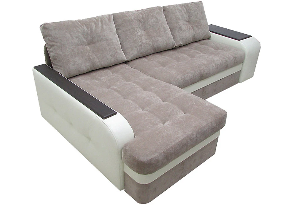 Угловой диван с кожанными подлокотниками Парадиз Люкс