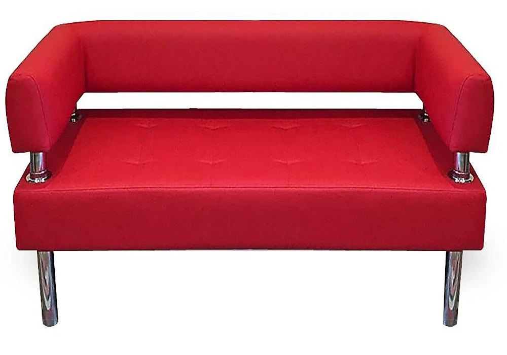 Прямой кожаный диван Бизнес 100х80 Красный