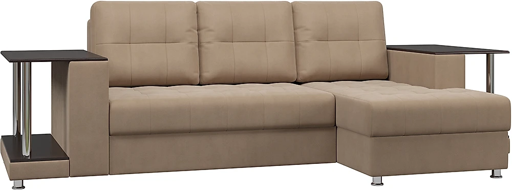 Угловой диван с правым углом Атланта Дабл Плюш Сахара