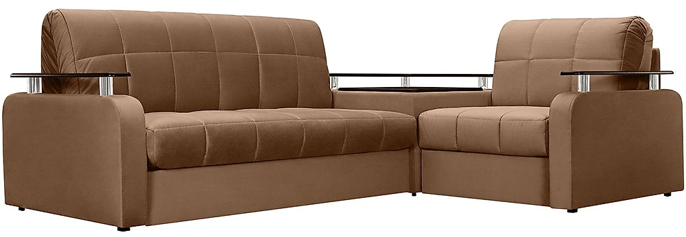 Угловой диван из велюра Карина-2 Плюш Шоколад