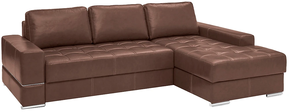 Двухместный угловой диван Матео Браун кожаный