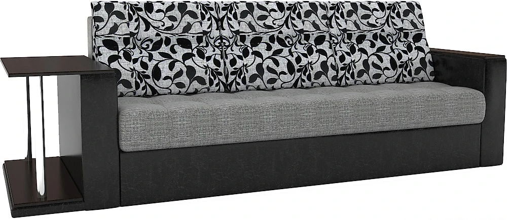 Прямой диван серого цвета Атланта-Эконом Грей Флауэрс со столиком
