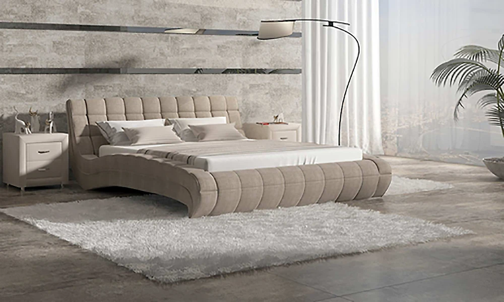 Светлая двуспальная кровать Milano-2