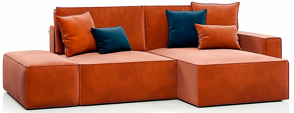 Оранжевый диван Корсо с банкеткой Оранж
