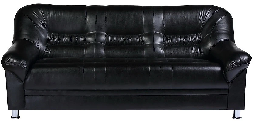 Прямой кожаный диван Карелия-3 (Честер-3) Блэк