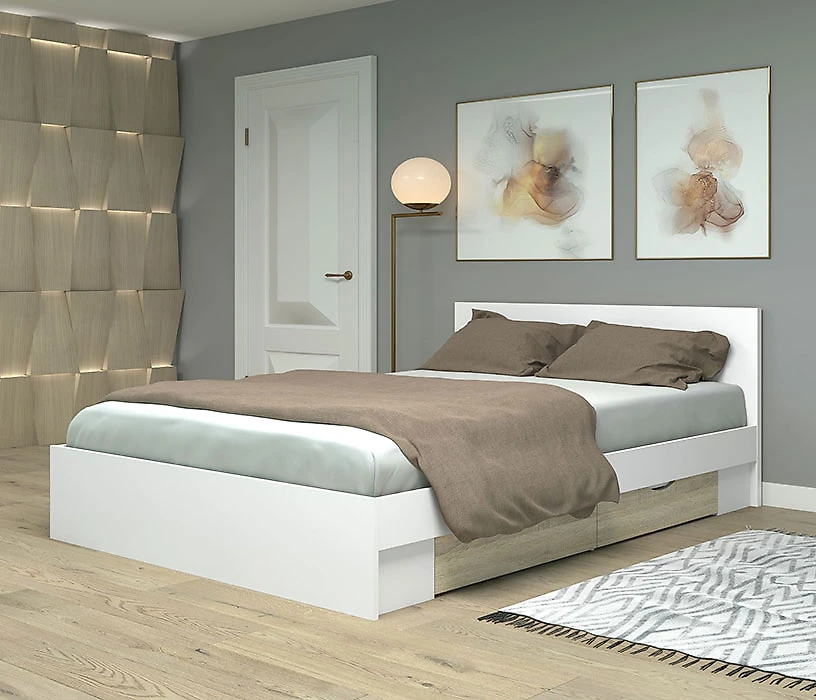 Кровать с ящиками для белья Фреш КРФР-3-Я-1400 Дизайн-4