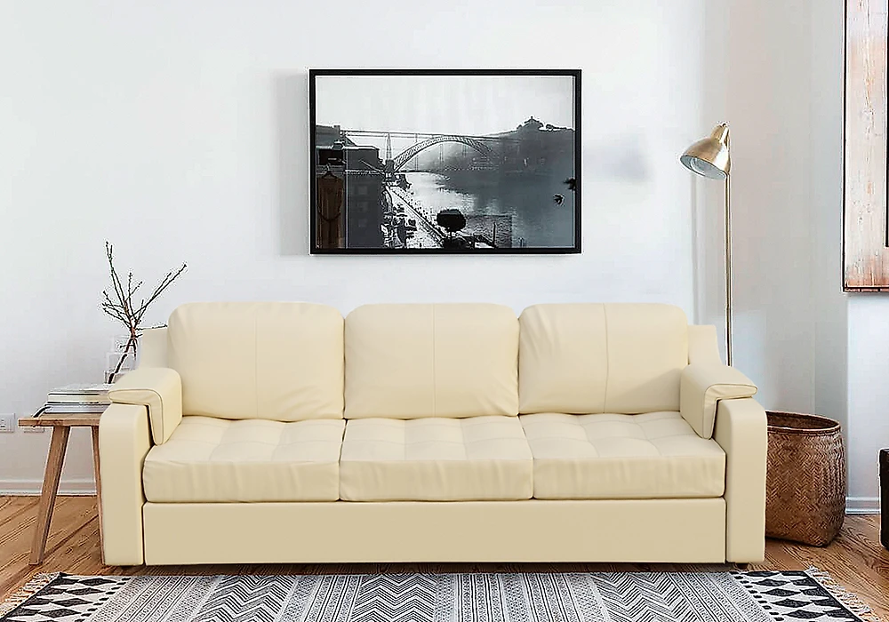 Прямой кожаный диван Берета Дизайн 3 кожаный
